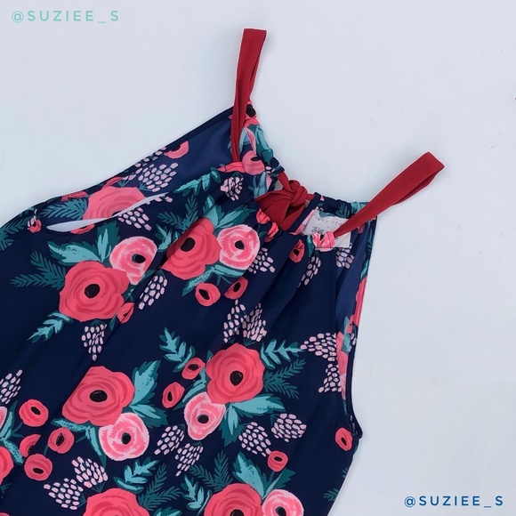 Paper Crown X Rifle Paper Co. Floral Spanish Rose Print Aster Tie Neck Top L - Picture 3 of 12